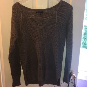 AW brown lace up sweater